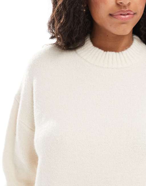 Threadbare – Oversize-Pullover in Wollweiß mit Rundhalsausschnitt, 3 von 4