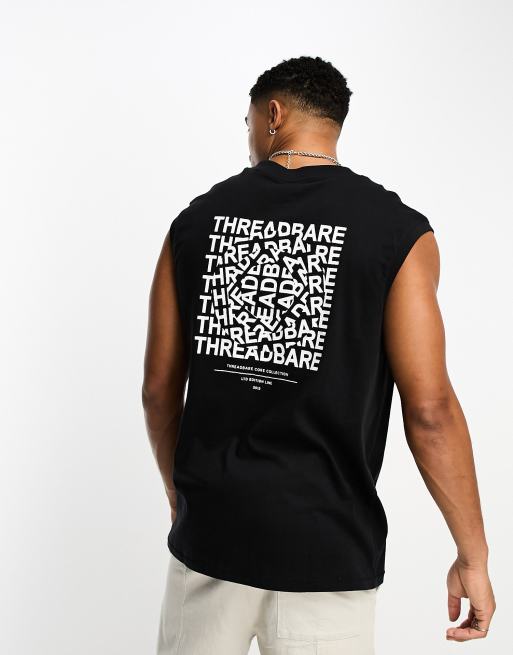 Threadbare oversized back print vest in black