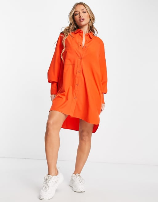 Robe chemise orange new arrivals