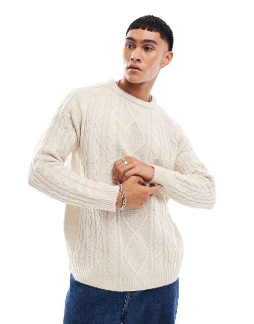 Threadbare oversized chunky cable knit jumper in cream ClassicfuncenterShops