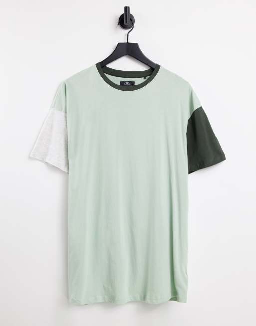 Threadbare oversized color block t-shirt in sage