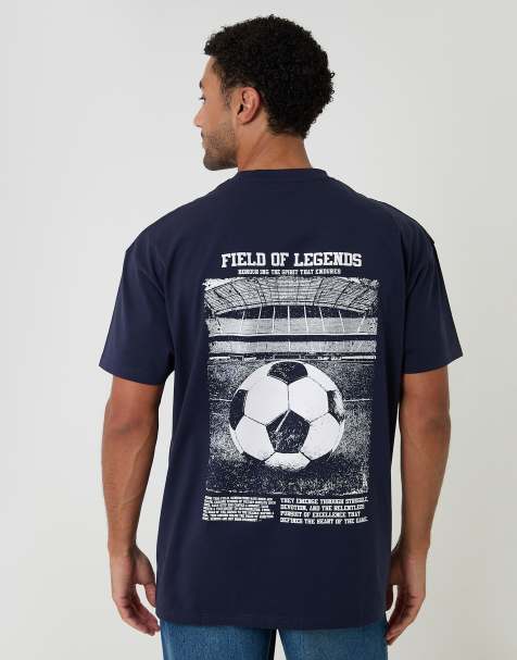 Threadbare Oversized field of legends cotton t-shirt in navy - view 1