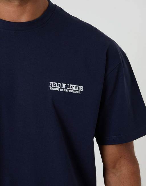 Threadbare Oversized field of legends cotton t-shirt in navy, 3 of 4