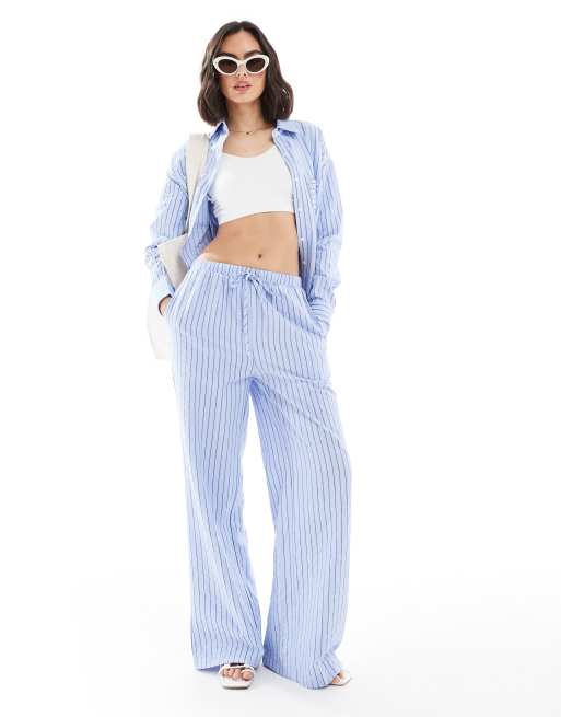 Threadbare - Oversized gestreept overhemd met knoopsluiting in blauw, deel van co-ord set, 4 van 4