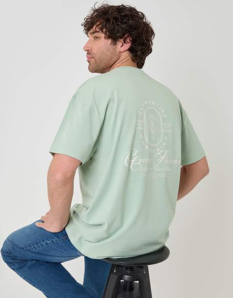 Threadbare Oversized graphic cotton t-shirt in pale green