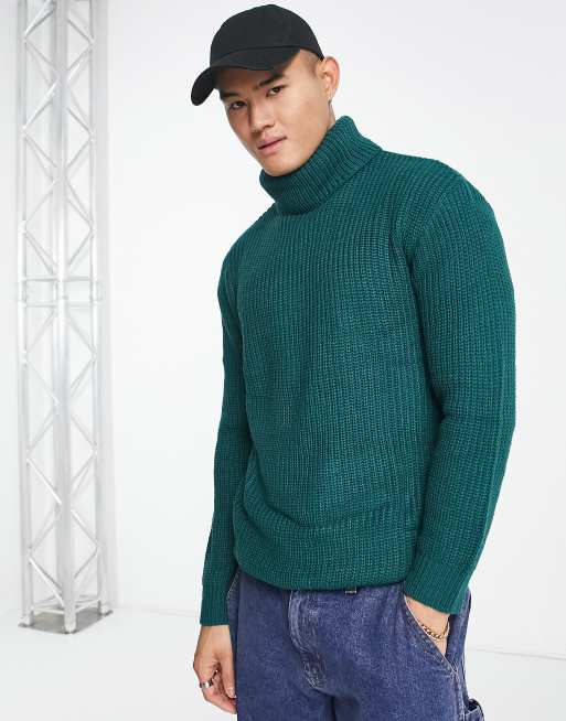 Threadbare oversized heavy roll neck sweater in galactic teal | ASOS