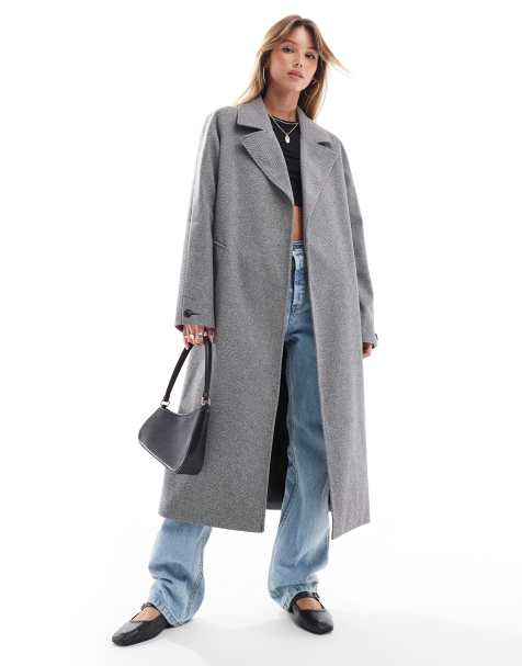 Threadbare - Oversized jas met visgraatmotief in grijs - view 1