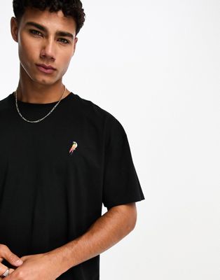 Threadbare oversized parrot embroidery t-shirt in black