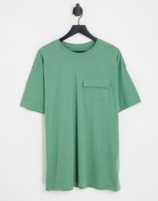 Threadbare oversized pocket t-shirt in dark ivy green