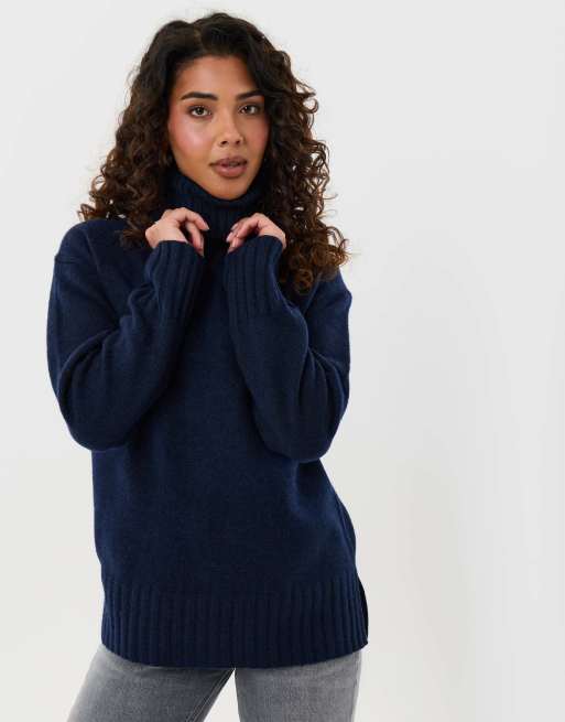 Threadbare Oversized roll neck jumper in navy, 5 of 5
