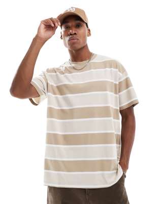 oversized striped t-shirt in light brown