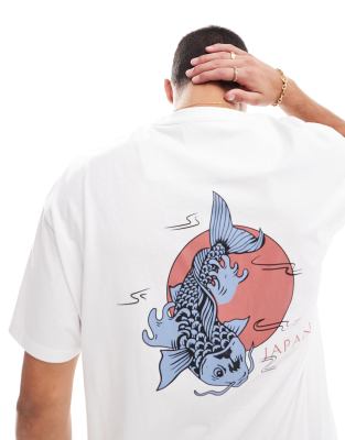 Threadbare oversized t-shirt in white with koi back print φωτογραφία