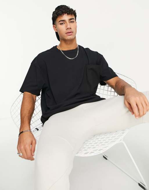 Threadbare - Oversized T-shirt med oversized lomme i sort