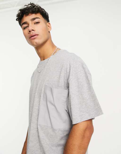 Threadbare - Oversized T-shirt met oversized zak in lichtgrijs