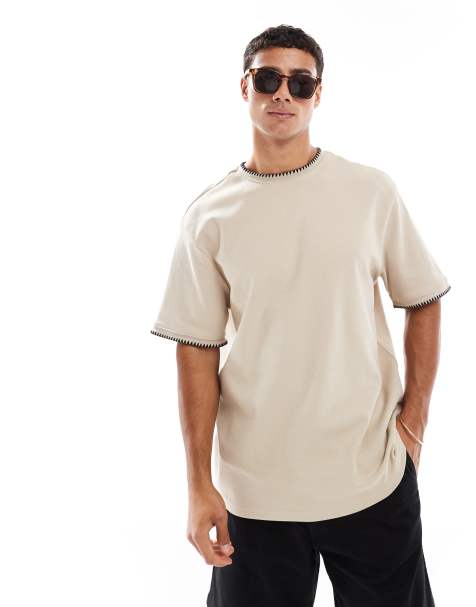 Threadbare - Oversized T-shirt van 200gsm katoenen stof in stone - view 1