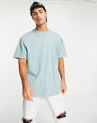 Threadbare oversized t-shirt with oversize pocket in smokey blue