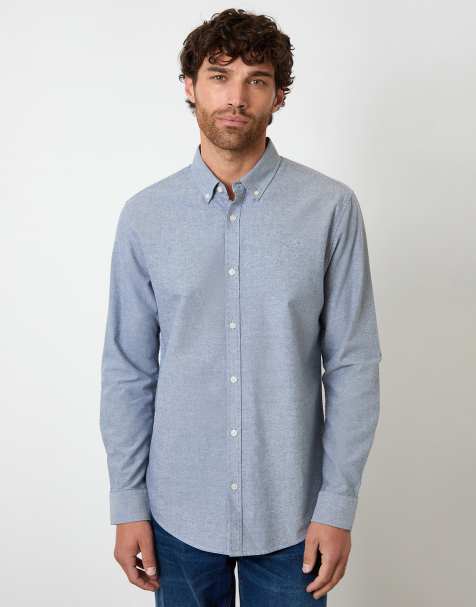 Threadbare Oxford cotton long sleeve shirt in blue - view 1