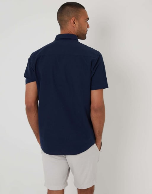 Threadbare Oxford cotton short sleeve shirt in navy, 2 of 4