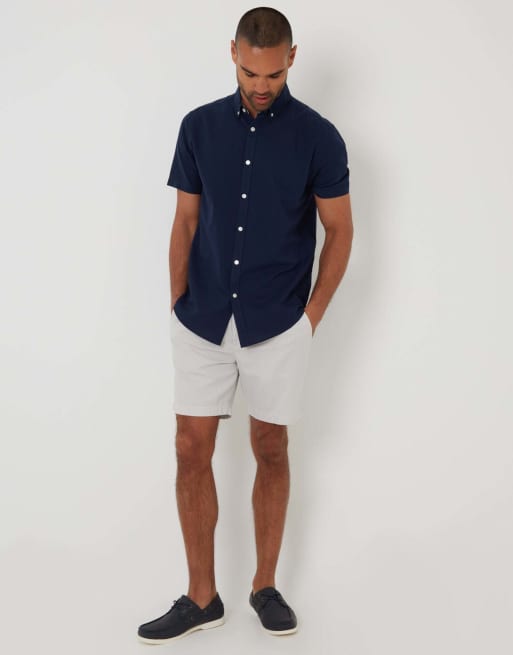 Threadbare Oxford cotton short sleeve shirt in navy, 4 of 4