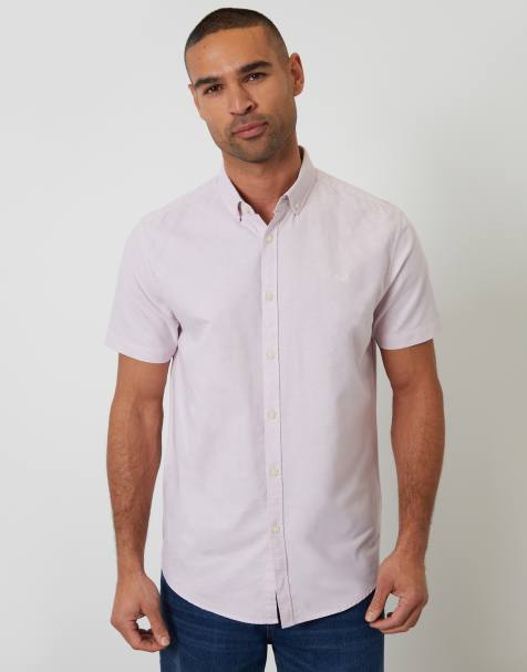 Threadbare Oxford cotton short sleeve shirt in pink
