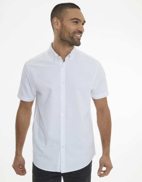 Threadbare Oxford cotton short sleeve shirt in white - view 1