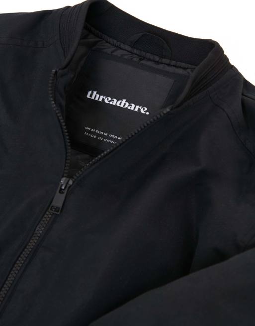 Threadbare Padded bomber jacket in black, 5 of 5