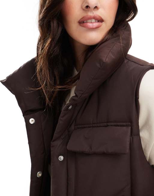 Threadbare padded gilet in brown, 3 of 4