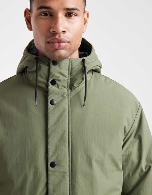 Threadbare padded showerproof hooded parka in khaki, 5 of 5
