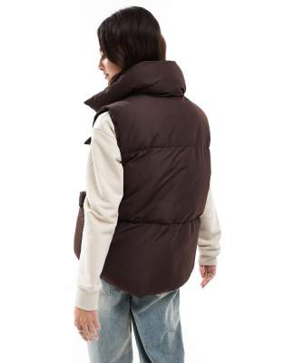 Threadbare Padded Vest In Brown