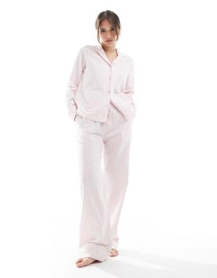 pajama set in pink and white stripe