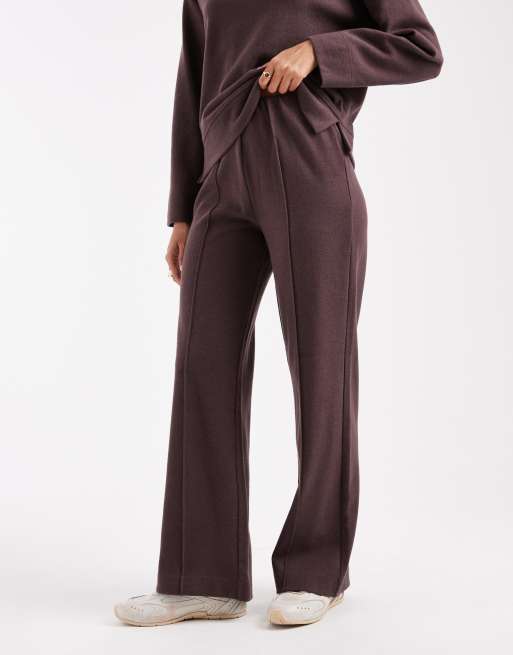 Threadbare - Pantalon à enfiler d'ensemble en jersey de coton mélangé doux - Marron chocolat, 4 de 5