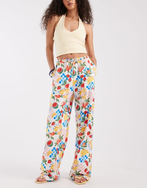 Threadbare - Pantalon à enfiler en jersey imprimé fruits avec cordon de serrage - view 1