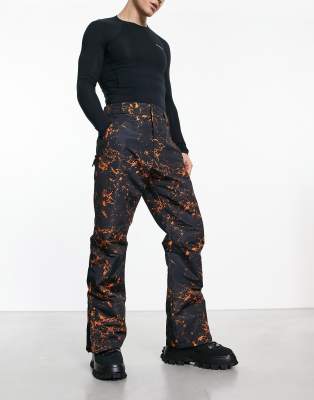 Threadbare - Pantalon de ski imprimé - Noir et orange
