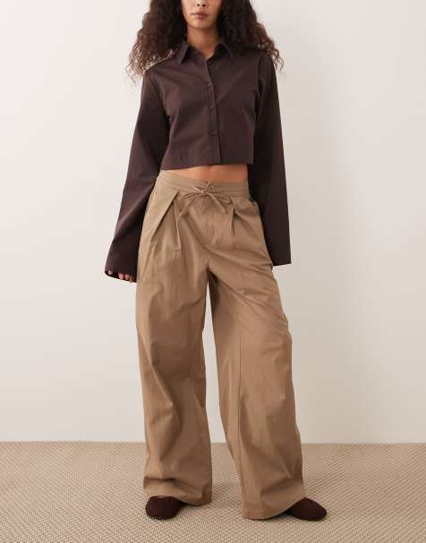 Threadbare - Pantalon large à enfiler à nouer à la taille - Moka - view 1