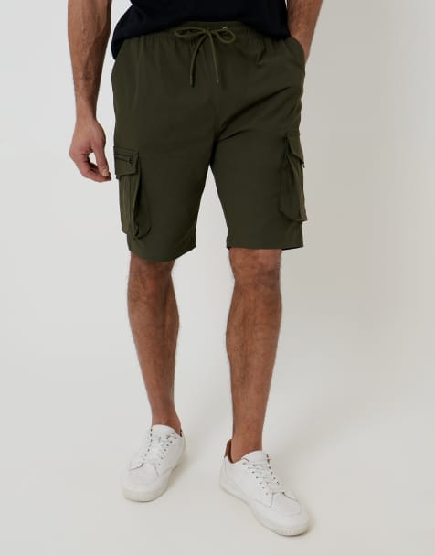 Threadbare - Pantaloncini cargo kaki con coulisse in vita - view 1