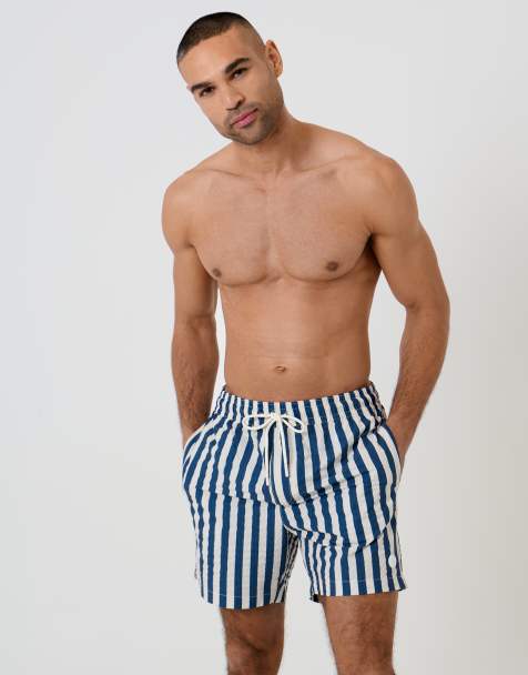 Threadbare - Pantaloncini da bagno blu e bianchi a righe - view 1