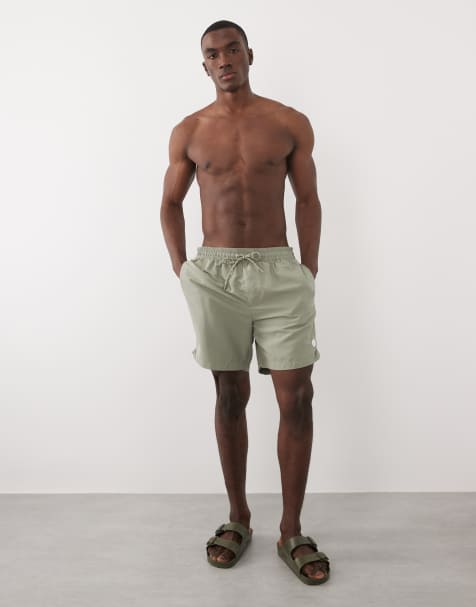 Threadbare - Pantaloncini da bagno in seersucker con coulisse in vita verde salvia - view 1