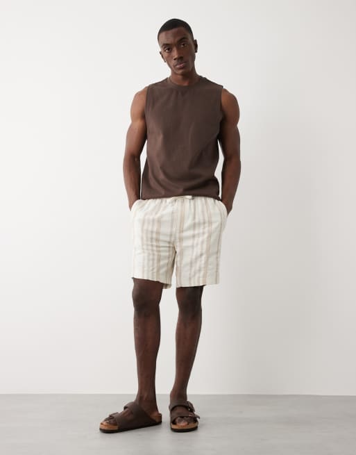 Threadbare - Pantalones cortos color piedra y beis a rayas, 2 de 5