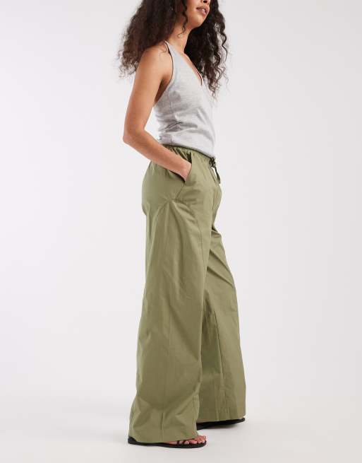 Threadbare pantalones de pernera ancha de popelina en caqui, 2 de 5