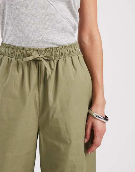 Threadbare pantalones de pernera ancha de popelina en caqui, 4 de 5