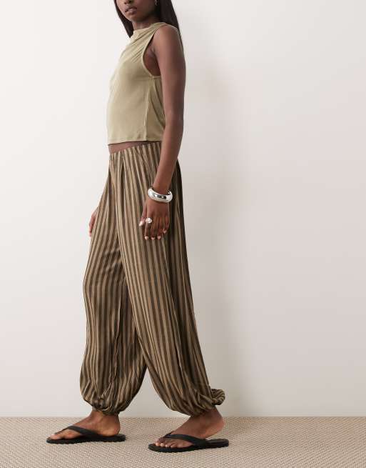 Threadbare - Pantaloni a palloncino marroni a righe, 2 di 5