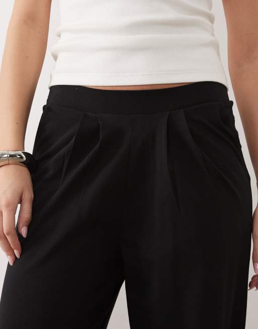 Threadbare - Pantaloni neri in jersey a pieghe, 3 di 5