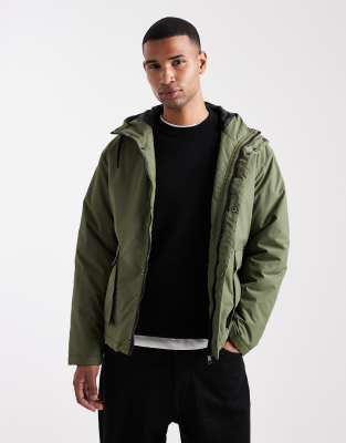 Threadbare - Parka rembourrée imperméable à capuche - Kaki-Vert