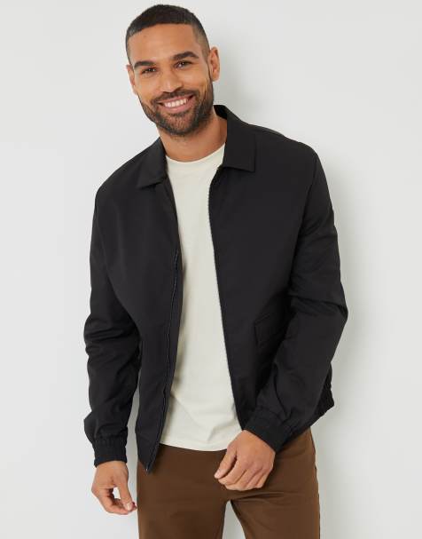 Threadbare Patch pocket collared zip-through jacket in black - view 1