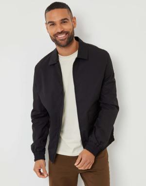Threadbare Patch pocket collared zip-through jacket in black