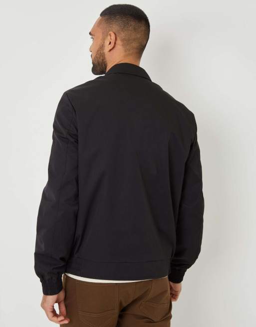 Threadbare Patch pocket collared zip-through jacket in black, 2 of 5