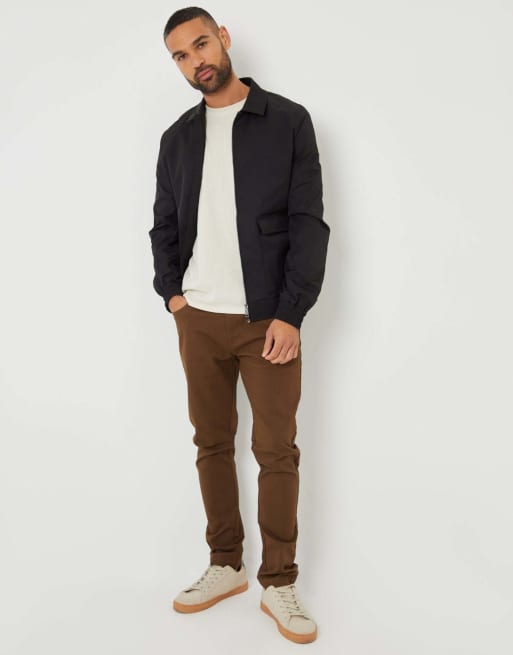 Threadbare Patch pocket collared zip-through jacket in black, 4 of 5