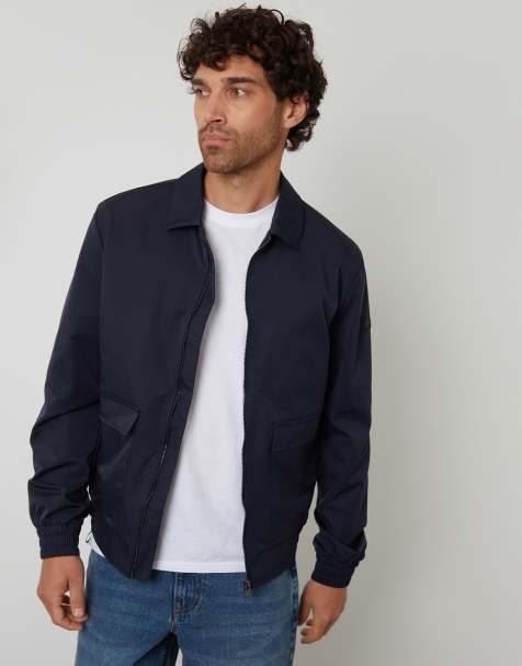Threadbare Patch pocket collared zip-through jacket in navy - view 1