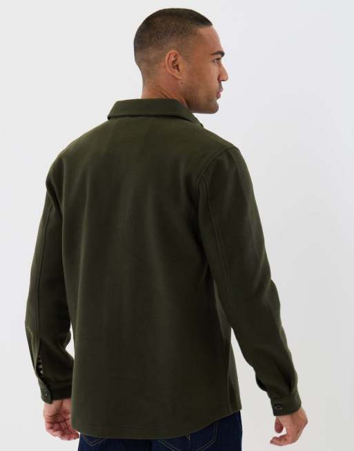 Threadbare Patch pocket knitted shacket in khaki, 4 of 5