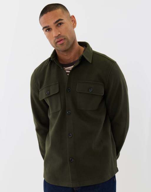 Threadbare Patch pocket knitted shacket in khaki, 5 of 5